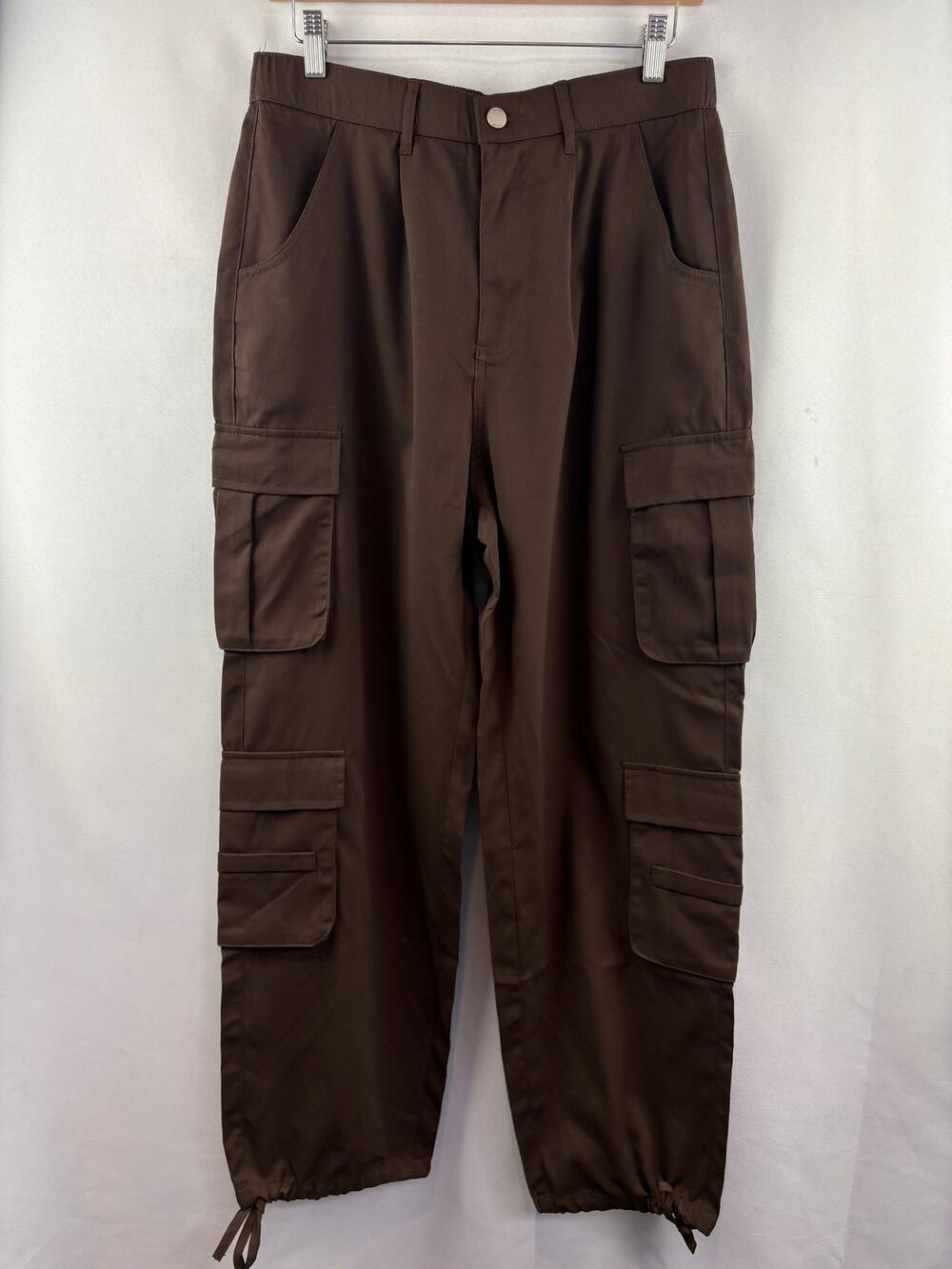 HALARA Dark Brown Cargo Trousers with Drawcord Hems